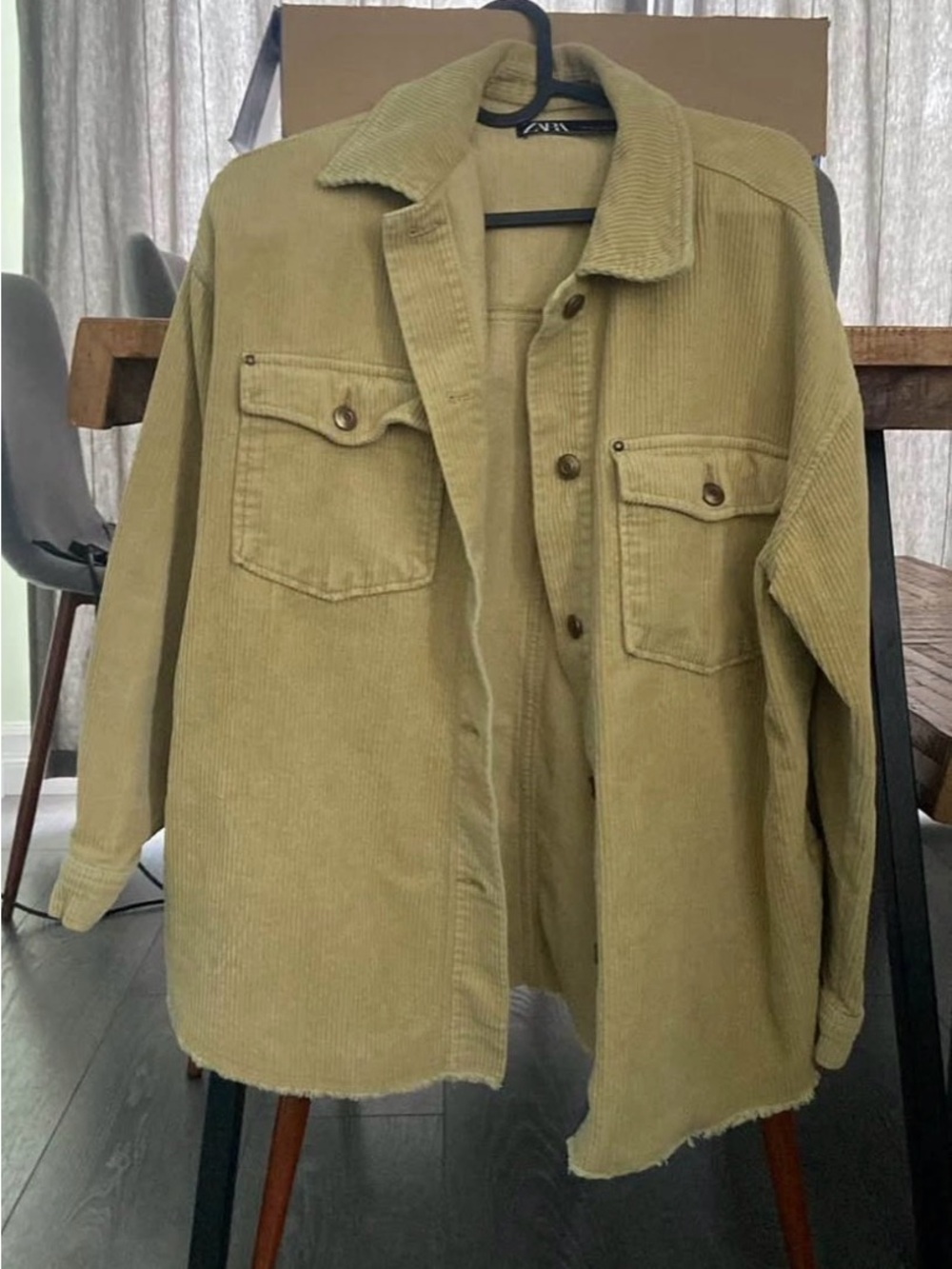 Zara Olive Green Corduroy Shirt Jacket